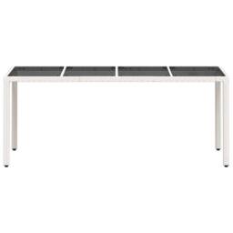 Berkfield Home Garden Table with Glass Top White 190x90x75 cm Poly Rattan - Size: 190 x 90 x 75 cm - thumbnail 5