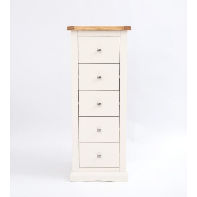 Cabinet Bits Castelli 5 Drawer Narrow Chest of Drawers Chrome Knob in Off-White - image 1