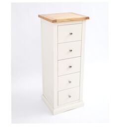Cabinet Bits Castelli 5 Drawer Narrow Chest of Drawers Chrome Knob in Off-White - thumbnail 3