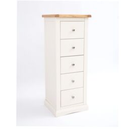 Cabinet Bits Castelli 5 Drawer Narrow Chest of Drawers Chrome Knob in Off-White - thumbnail 2