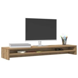 Berkfield Home Monitor Stand Artisan Oak 100x24x13 cm Engineered Wood in Brown - Size: 100 x 24 x 13 cm - thumbnail 4