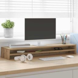 Berkfield Home Monitor Stand Artisan Oak 100x24x13 cm Engineered Wood in Brown - Size: 100 x 24 x 13 cm - thumbnail 1