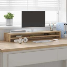 Berkfield Home Monitor Stand Artisan Oak 100x24x13 cm Engineered Wood in Brown - Size: 100 x 24 x 13 cm - thumbnail 3