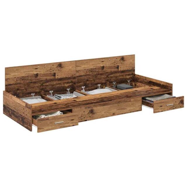 Berkfield Home Modern Storage Bed Frame Old Wood 90 x 200 cm Engineered wood in Brown - image 1