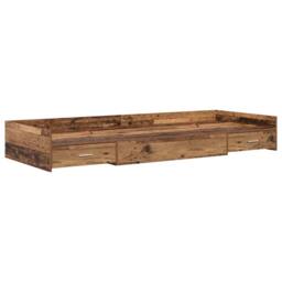 Berkfield Home Modern Storage Bed Frame Old Wood 90 x 200 cm Engineered wood in Brown - thumbnail 3