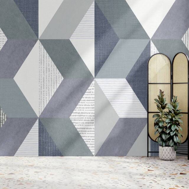 Superfresco Easy Tribal Geo Navy Print To Order 3m x 2.8m Mural - image 1
