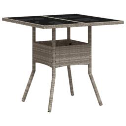 Berkfield Home Garden Table with Glass Top Light Grey 80x80x75 cm Poly Rattan - Size: 80 x 80 x 75 cm - thumbnail 7