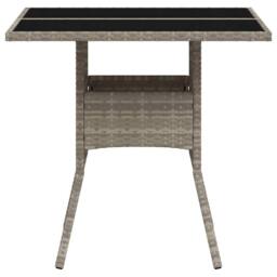 Berkfield Home Garden Table with Glass Top Light Grey 80x80x75 cm Poly Rattan - Size: 80 x 80 x 75 cm - thumbnail 6