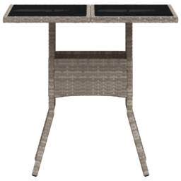 Berkfield Home Garden Table with Glass Top Light Grey 80x80x75 cm Poly Rattan - Size: 80 x 80 x 75 cm - thumbnail 5