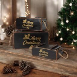 Minster Crates with Lids Rope Han (Set of 3) - Wood - Black - Black - Size: 1 Pack - thumbnail 3