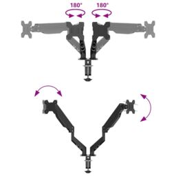 Berkfield Home Dual Monitor Arm for Max 27 Inch Screen Gas Spring 20 kg in Black - thumbnail 9
