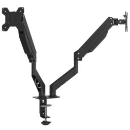 Berkfield Home Dual Monitor Arm for Max 27 Inch Screen Gas Spring 20 kg in Black - thumbnail 2