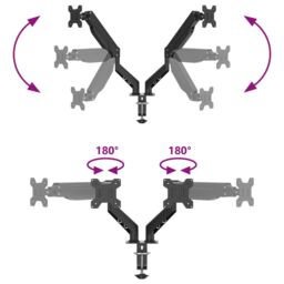 Berkfield Home Dual Monitor Arm for Max 27 Inch Screen Gas Spring 20 kg in Black - thumbnail 8