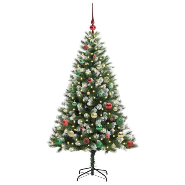 Berkfield Home Lush Artificial Hinged Christmas Tree with Flocked Snow 150 cm in Green - image 1