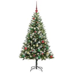 Berkfield Home Lush Artificial Hinged Christmas Tree with Flocked Snow 150 cm in Green - thumbnail 1