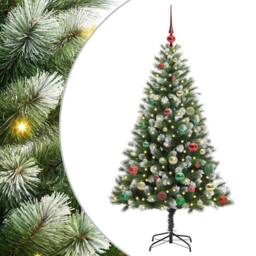 Berkfield Home Lush Artificial Hinged Christmas Tree with Flocked Snow 150 cm in Green - thumbnail 3