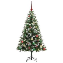 Berkfield Home Lush Artificial Hinged Christmas Tree with Flocked Snow 150 cm in Green - thumbnail 6