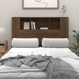 Berkfield Home Headboard Cabinet Brown Oak 120x18.5x104.5 cm - thumbnail 2