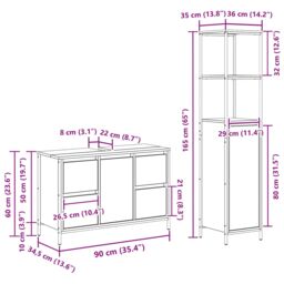 Berkfield Home 2-Piece Bathroom Furniture Set in Smoked Oak Engineered Wood in Brown - thumbnail 9