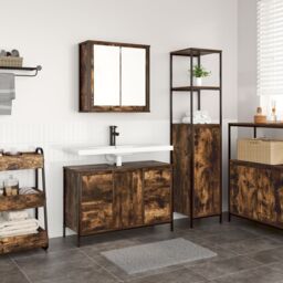Berkfield Home 2-Piece Bathroom Furniture Set in Smoked Oak Engineered Wood in Brown - thumbnail 4