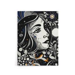 "Artery8 Moon & Sun Tarot Card Style Portrait Canvas Wall Art Print in Black - Size: W24"" x H32""" - thumbnail 1