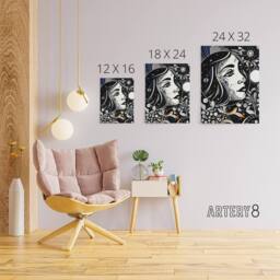 "Artery8 Moon & Sun Tarot Card Style Portrait Canvas Wall Art Print in Black - Size: W24"" x H32""" - thumbnail 4
