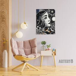 "Artery8 Moon & Sun Tarot Card Style Portrait Canvas Wall Art Print in Black - Size: W24"" x H32""" - thumbnail 3