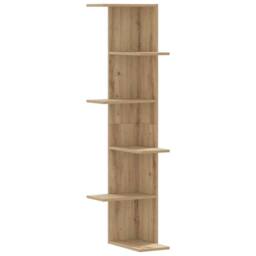 Berkfield Home Wall Corner Shelf Artisian Oak 36.5x36.5x140 cm Engineered Wood in Brown - thumbnail 1