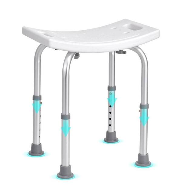 Kelvenix Shower Chair Aluminium Bath Stool Seat Adjustable in White - image 1