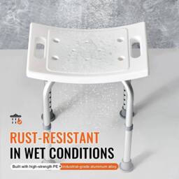 Kelvenix Shower Chair Aluminium Bath Stool Seat Adjustable in White - thumbnail 3