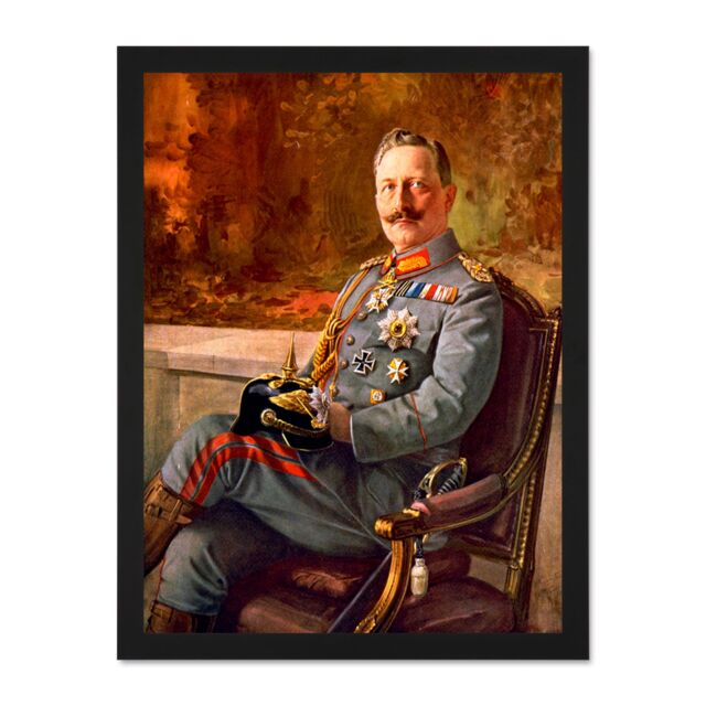 "Artery8 Wall Art Print Paintings Portrait Kaiser Wilhelm II German Emperor Art Large Framed Wall Décor Art in Brown - Size: W18"" x H24""" - image 1