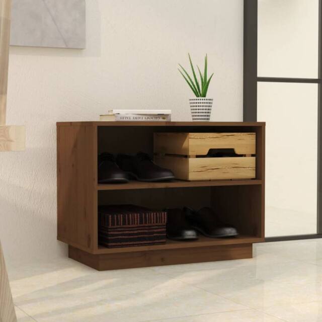 Berkfield Home Shoe Cabinet Honey Brown 60x34x45 cm Solid Wood Pine - Size: 60 x 34 x 45 cm - image 1