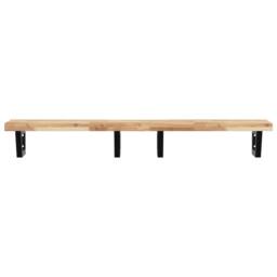 Berkfield Home Basin Shelf Wall Mounted Steel & Solid Wood Acacia in Brown - thumbnail 4