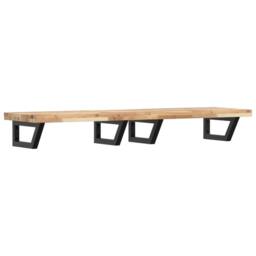 Berkfield Home Basin Shelf Wall Mounted Steel & Solid Wood Acacia in Brown - thumbnail 1