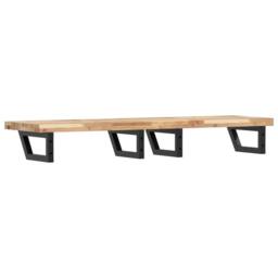 Berkfield Home Basin Shelf Wall Mounted Steel & Solid Wood Acacia in Brown - thumbnail 6
