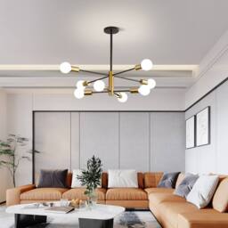 Goeco Modern Chandelier, 8 Light, for Dining Room, Living Room, Bedroom in Black - thumbnail 4