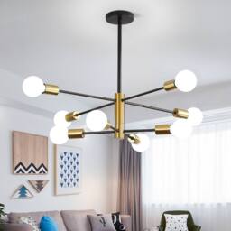 Goeco Modern Chandelier, 8 Light, for Dining Room, Living Room, Bedroom in Black - thumbnail 3