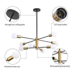 Goeco Modern Chandelier, 8 Light, for Dining Room, Living Room, Bedroom in Black - thumbnail 7