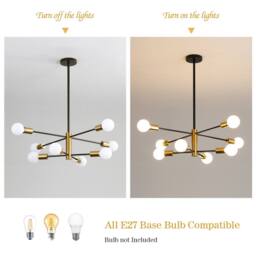 Goeco Modern Chandelier, 8 Light, for Dining Room, Living Room, Bedroom in Black - thumbnail 5