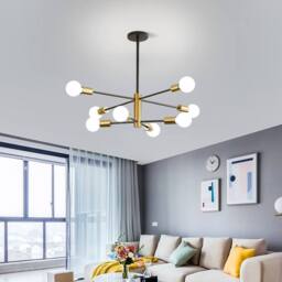 Goeco Modern Chandelier, 8 Light, for Dining Room, Living Room, Bedroom in Black - thumbnail 8