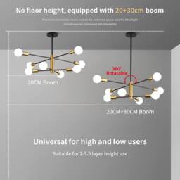 Goeco Modern Chandelier, 8 Light, for Dining Room, Living Room, Bedroom in Black - thumbnail 6