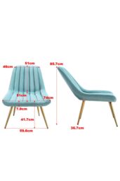 Living and Home Velvet Upholstered Lounge Accent Chair in Blue - thumbnail 3