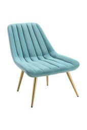 Living and Home Velvet Upholstered Lounge Accent Chair in Blue - thumbnail 4