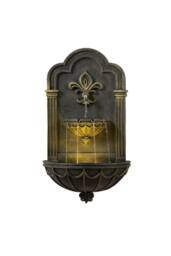 Teamson Home Fleur-De-Lis Wall-Mounted Water Fountain Warm LED, Black & Gold
