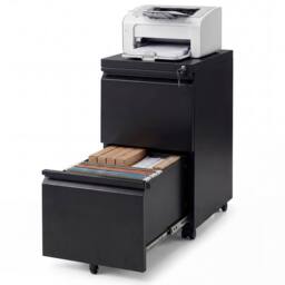 Costway 2-Drawer Mobile File Cabinet Rolling Metal Filing Cabinet w/5 Casters in Black - thumbnail 3