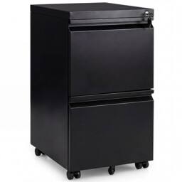 Costway 2-Drawer Mobile File Cabinet Rolling Metal Filing Cabinet w/5 Casters in Black - thumbnail 5