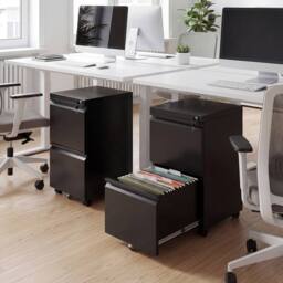 Costway 2-Drawer Mobile File Cabinet Rolling Metal Filing Cabinet w/5 Casters in Black - thumbnail 9