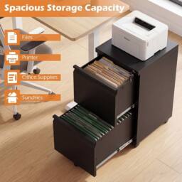Costway 2-Drawer Mobile File Cabinet Rolling Metal Filing Cabinet w/5 Casters in Black - thumbnail 8