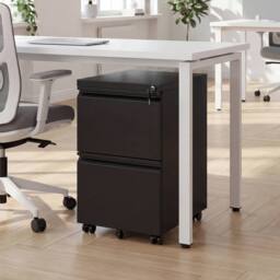 Costway 2-Drawer Mobile File Cabinet Rolling Metal Filing Cabinet w/5 Casters in Black - thumbnail 7