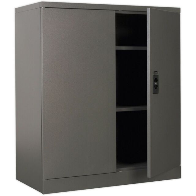 Loops Floor Standing Steel Cabinet - 915 x 460 x 1060mm - Two Door - Two Shelves in Metallics - image 1